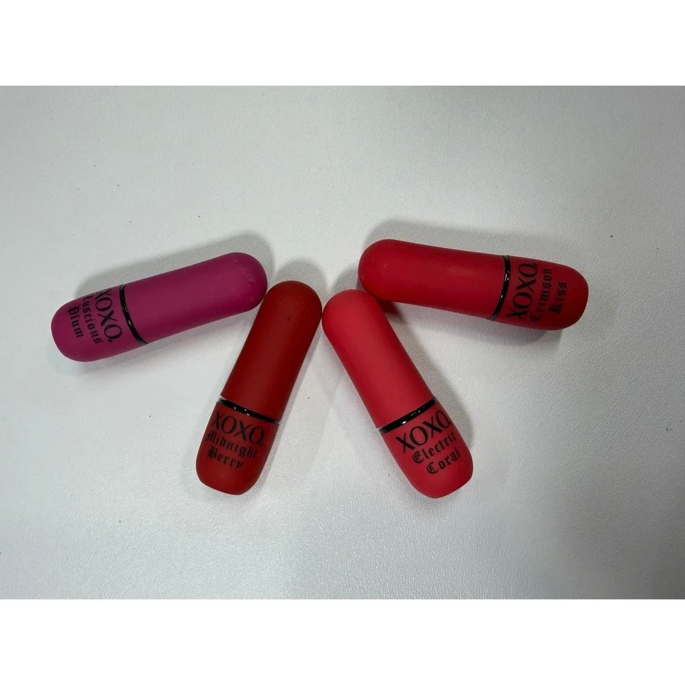 XOXO Matte Lipstick Set 4pc Luscious Plum Midnight Berry Electric Coral Crimson